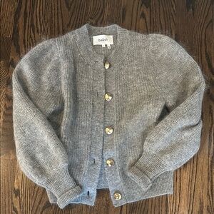ba&sh Gray Cardigan Sweater with Chunky Knit Gold Buttons Like new